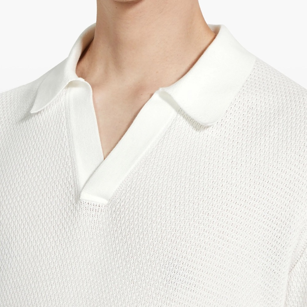 Zegna V-Neck Cotton Polo Shirt - Picture 2 of 9